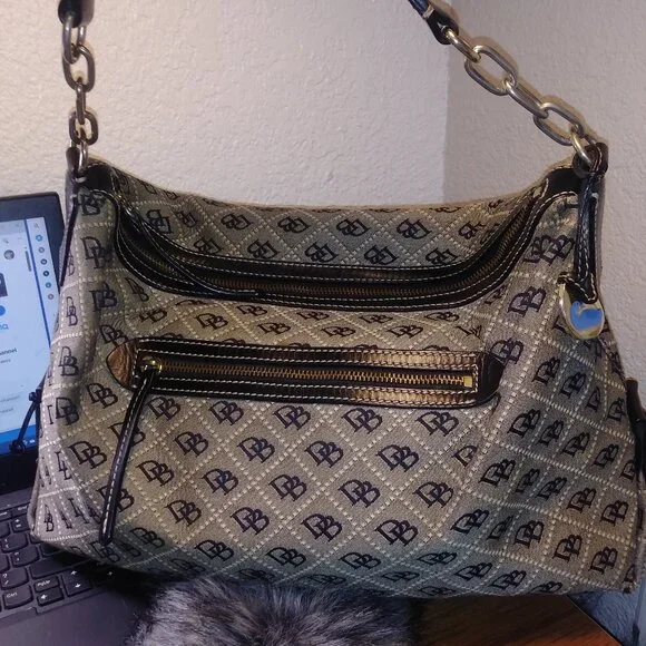 Dooney and Bourke Vintage Signature Canvas and Leather Satchel - Picture 1 of 14